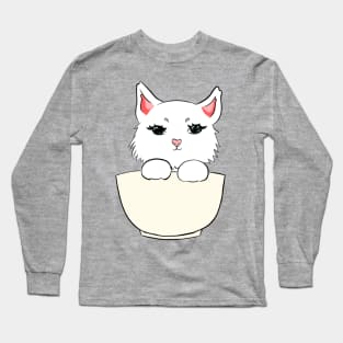 cat in a bowl Long Sleeve T-Shirt